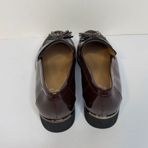 Franco Sarto Carolynn Patent Leather Burgundy Tassel Lug Loafer Shoes Womens - Picture 4 of 8